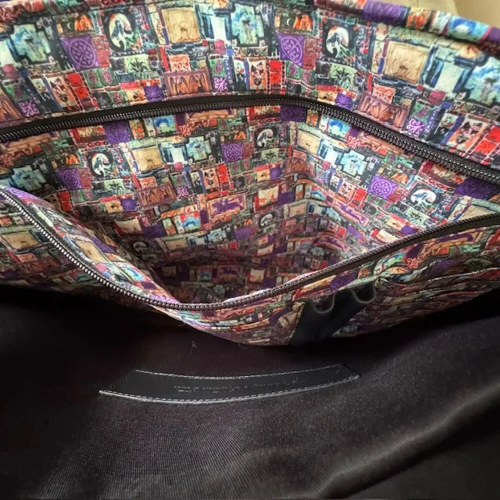 Robert Graham Midnight Blue/Black Leather Suerat Laptop Messenger Bag